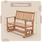Costway Patio Glider Loveseat Chair Swing Rocking Bench with Slatted Seat & Curved Backrest White/Natural/Gray